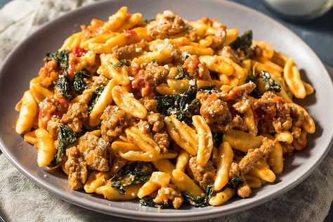 Sausage And Pasta Recipes, Cavatelli Pasta Recipe, Recipe With Italian Sausage, Cavatelli Recipe, Sausage And Pasta, Crockpot Sausage, Cavatelli Pasta, Sausage Pasta Recipes, Italian Sausage Recipes