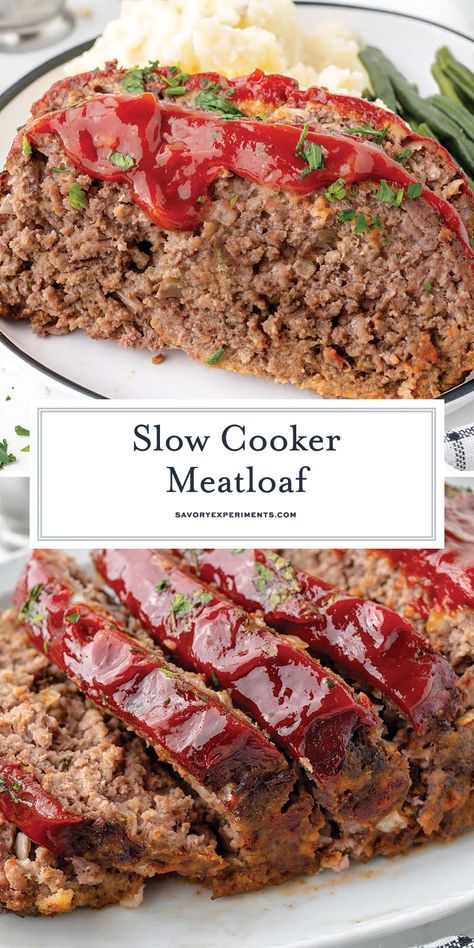 This delicious Slow Cooker Meatloaf is moist and tender with an irresistible sweet and tangy sauce -- and it couldn't be easier to make! Recipes Meatloaf, Crockpot Meatloaf Recipes, Crockpot Meatloaf, Slow Cooker Corned Beef, Slow Cooker Meatloaf, How To Cook Meatloaf, Classic Meatloaf Recipe, Frugal Recipes, Classic Meatloaf