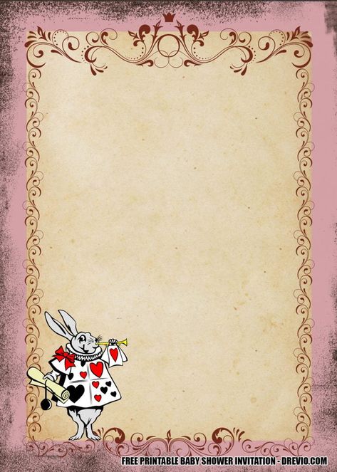 Alice In Wonderland Birthday Invite, Alice In Wonderland Template, Alice In Wonderland Invitations Template, Pink Alice In Wonderland, Wonderland Party Invitations, Alice In Wonderland Printables, Pastel Invitation, Alice In Wonderland Invitations, Alice In Wonderland Crafts