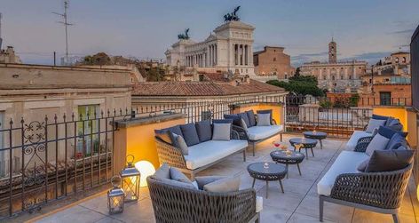 The 8 Best Rooftop Bars in Rome | Eating Europe Hotel Roma, Le Vatican, Rome Wedding, Rome Hotels, Best Rooftop Bars, Small Luxury Hotels, Best Boutique Hotels, Ancient Buildings, Trevi Fountain