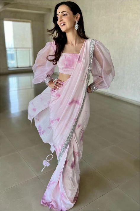 Party Wear Frocks, Mirror Border, Square Neck Blouse, New Saree Blouse Designs, Fashionable Saree Blouse Designs, Fancy Sarees Party Wear, Desi Fashion Casual, Sanaya Irani, Pink Square