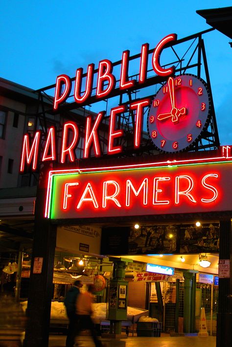 Pike Place Market is the city’s center for fresh, locally produced food. A must visit when you are in Seattle, Washington. Pike Place Market Seattle, Moving To Seattle, Pike Place Market, Public Market, Pike Place, What A Wonderful World, Farmer's Market, Seattle Washington, Oh The Places Youll Go