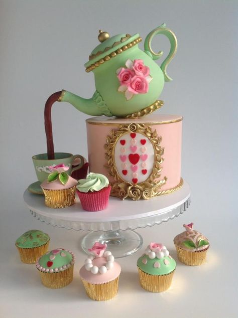 Tea party cakes by Cleopatra cakes Tea Party Cakes, Teapot Cake, Pot Cakes, Gravity Defying Cake, Tea Party Cake, Tea Cup Cake, Gravity Cake, Gateaux Cake, Tea Party Birthday