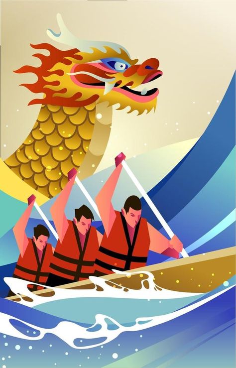 Dragon Boat Racing Concept Chinese Dragon Art, Water Festival, Dragon Boating Racing, Boat Racing, Racing Posters, Dragon Boat, Boat Race, Free Art Prints, Chinese Dragon