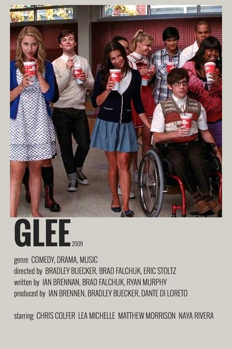 Glee Poster #aesthetic #minimalistposter Glee Poster, Show Polaroid Poster, Eric Stoltz, Matthew Morrison, Lea Michelle, Iconic Movie Posters, Film Posters Minimalist, Glee Club, Polaroid Poster