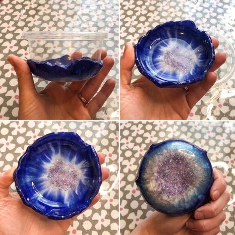 Good morning everyone!I hope you’re well and looking forward to finding out about resin trinket dishes!Hopefully you saw my earlier post on how to make the perfect resin geodes which may give you a little leg-up on making these beautiful little trinket dishes too, but if you didn’t, don’t worry, everything you need to know will be in this post. Just keep on reading or check out my YouTube video, linked below, to learn how to make these gorgeous little gifts.I’ve listed everything I’v… Coffee Filter Garland, How To Make Resin Jewelry, Resin Trinket Dish, Resin Geodes, Resin Pens, Resin Crafting, How To Make Resin, Diy Dish, Mother Daughter Projects