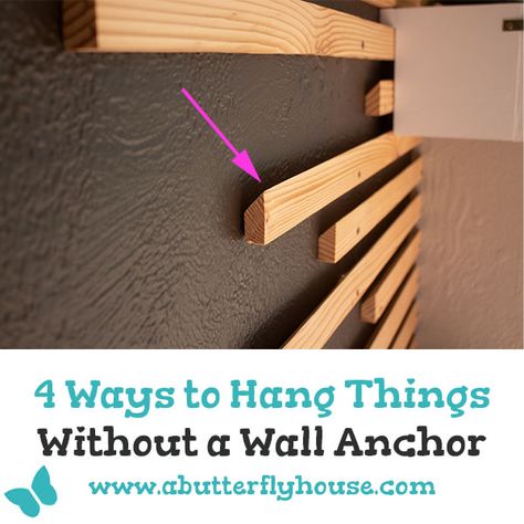 Hanging Crates On Wall How To, Slat Wall Hooks, How To Hang Floating Shelves, Diy Hooks For Hanging, Mobile Home Walls, Cabin Projects, Art Hanging System, 2023 Ideas, Cave Creek