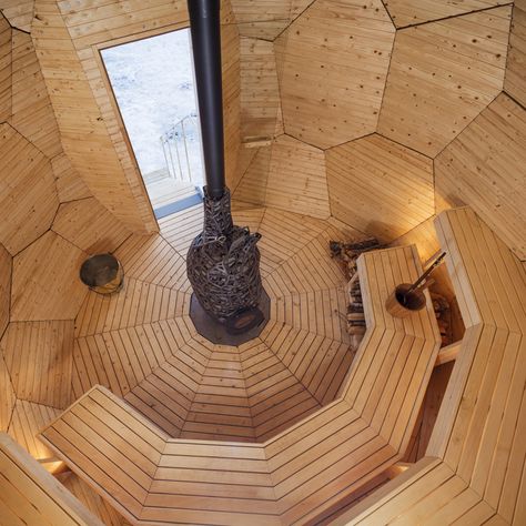 The Solar Egg by Bigert & Bergström | Dezeen Awards Underwater Restaurant, Sauna Design, Golden Egg, Outdoor Sauna, Sauna Room, Swedish Design, Wood Flooring, Design Milk, Installation Art