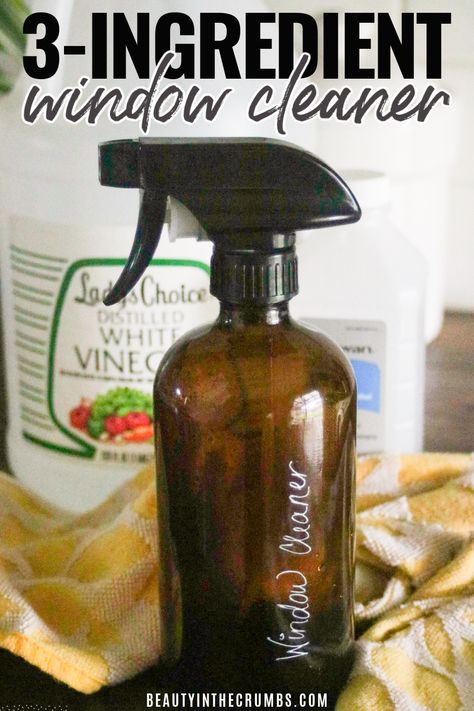 This is the best DIY homemade, streak free, all natural, non toxic window cleaner. It’s easy to make and uses simple ingredients like vinegar and alcohol. This window spray is for outdoor and indoor use. Perfect for moms with little people who can’t stop licking the window. #homemadewindowcleaner #diywindex #homemadewindex #nontoxic #naturalcleaners #springcleaning Diy Disinfectant, Clean Baking Pans, Natural Disinfectant, Cleaner Recipes, Disinfectant Spray, Homemade Cleaning Products, Cleaning Spray, Natural Cleaners, Diy Cleaners