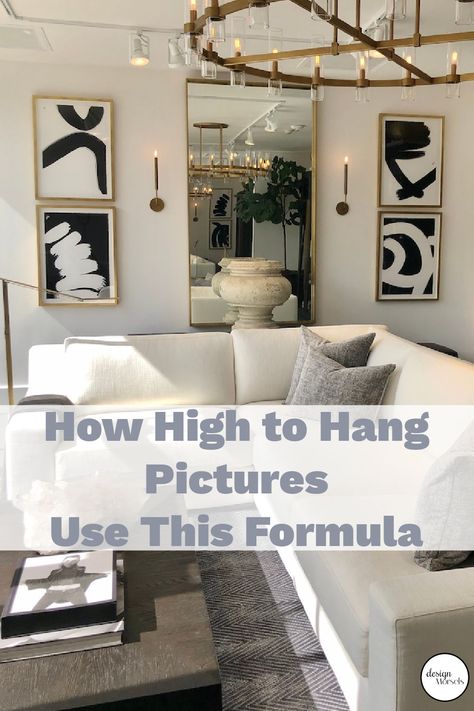 Above Couch Wall Decor Mirrors, Mirror And Pictures On Wall, Stacking Pictures On Wall, Hanging Pictures Vertically, Proper Height To Hang Pictures, Hanging Two Pictures Vertically, Large Hanging Picture Frames, How High To Hang Pictures On Wall, What Height To Hang Art