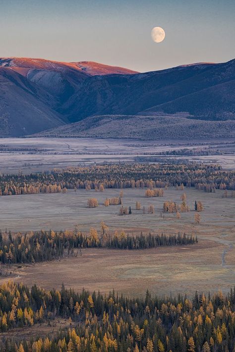 Moon over the Kuray steppe, Russia / Image by Dmitry Moiseenko from airpano.com Russia Landscape, Genghis Khan, Cycle Of Life, Fantasy Setting, Three Sisters, Flesh And Blood, Ghost Towns, Fantasy Landscape, Fantasy Books