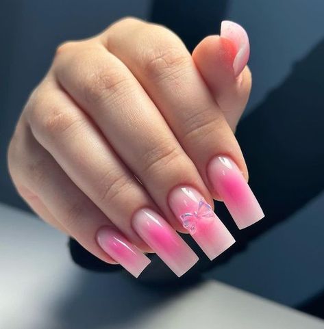 Birthday Nail Designs, Birthday Nail, 20 Birthday, Unique Nail Art, Pink Ombre Nails, Airbrush Nails, Ombre Acrylic Nails, Colored Acrylic Nails, Basic Nails