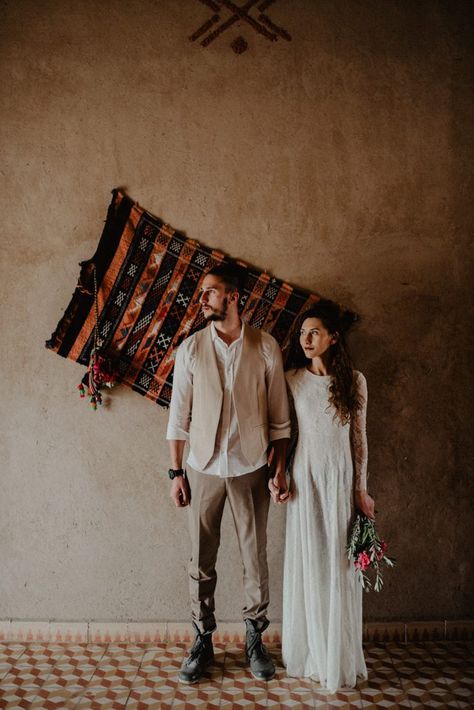 Bohemian Wedding Groom, Boho Wedding Groom, Boho Lace Dress, Casual Groom Attire, Casual Grooms, Wedding Vest, Bride And Groom Outfits, Best Gowns, Desert Elopement