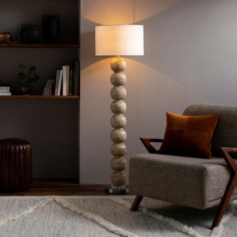 Olney Faux Wood Stacked Sphere Floor Lamp Sphere Floor Lamp, Decorative Floor Lamps, Sphere Design, Traditional Lamps, Painted Floor, Floor Lamp Shades, Contemporary Floor Lamps, Light Bulb Types, Classic Interior