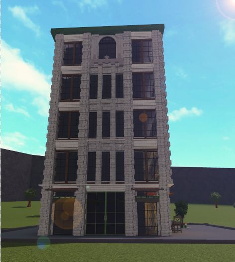 Bloxburg Modern Apartment Exterior, Bloxburg City Exterior, Bloxburg City Build Ideas, Small Apartment Building Exterior, Bloxburg City Buildings, Nyc Bloxburg, Bloxburg City Ideas, Bloxburg Nyc, Bloxburg Towns