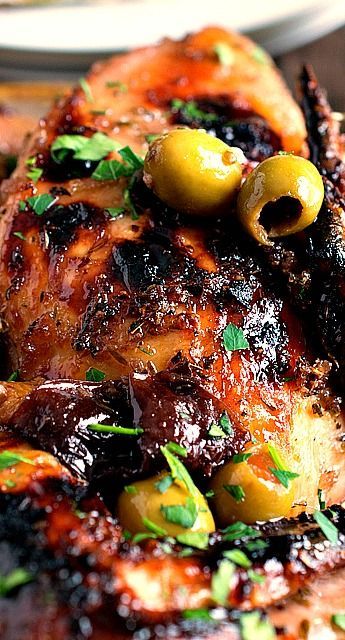 Chicken Marbella. Green olives and prunes are excellent together esp with the blandness of chicken. good reviews Silver Palate Cookbook, Chicken Marbella, Best Chicken Dishes, Dutch Oven Chicken, Silver Palate, Cooking With White Wine, Mediterranean Diet Recipes Dinners, Chicken With Olives, Recipes For Fall