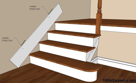 HOW TO install baseboard on stairs Stair Skirt Board, Stairs Skirting, How To Install Baseboards, Redo Stairs, Stairs Trim, Baseboard Styles, Staircase Remodel, Staircase Makeover, Stair Remodel