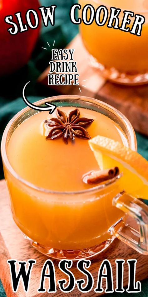 Hot Wassail Recipe, Wassail Recipe Crockpot, Wassail Recipe Easy, Warm Holiday Drinks, Apple Cider Juice, Wassail Recipe, Cider Drinks, Crockpot Hot Chocolate, Hot Drinks Recipes