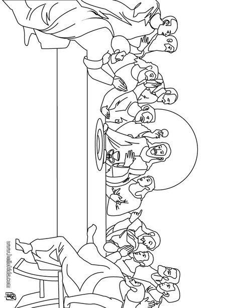 The Last Supper coloring page Last Supper Coloring Page, Jesus Coloring Pages, Sunday School Coloring Pages, Holy Thursday, Bible Coloring Pages, The Last Supper, Easter Religious, Easter Coloring Pages, Easter Colouring