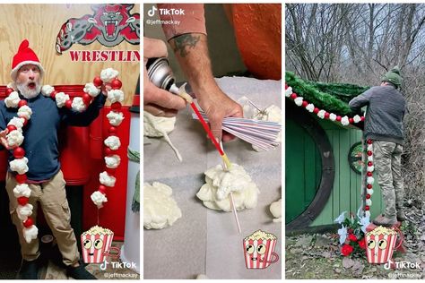 People Are Making Giant Holiday Popcorn Garlands Out of Spray Foam Popcorn Decorations, Holiday Popcorn, Diy Popcorn, Popcorn Garland, Christmas Popcorn, The Family Handyman, Christmas Parade, Spray Foam, Family Handyman