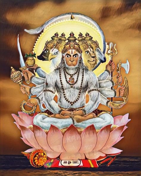 Panchmukhi Hanuman Ji, Kundalini Mantra, Hanuman Dada, Sri Hanuman, Puja Ghar, Hanuman Statue, Meditation Photos, Hanuman Ji Wallpapers, Oil Pastel Drawings Easy