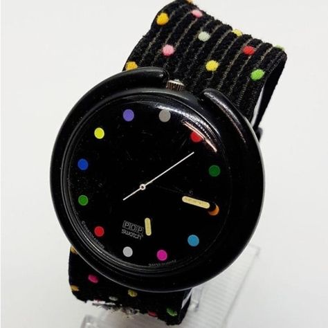 Swatch Watch 1989 RUSH HOUR PWBB109 Pop Swatch | 80s Vintage Pop Swatch Swatch Watch 80s, Vintage Pop, Swatch Watch, Rush Hour, 80s Vintage, The 80s, Rush, Markers, Polka Dot