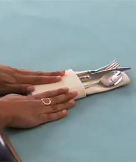 How To Fold a Pocket Napkin With Steps and a Video Silverware In Napkin Wedding, Folding Napkins With Silverware, Folding Cloth Napkins, Wrapped Silverware, Diy Napkin Folding, Folding Napkins, Napkin Folding Tutorial, Fold Napkins, Easy Napkin Folding