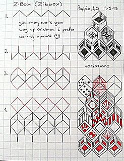 Z Box | Flickr - Photo Sharing! Zentangle Pattern, Zentangle Tutorial, Tangle Pattern, Tangle Doodle, Zentangle Designs, Graph Paper Art, Poppy Pattern, Tangle Art, Tangle Patterns