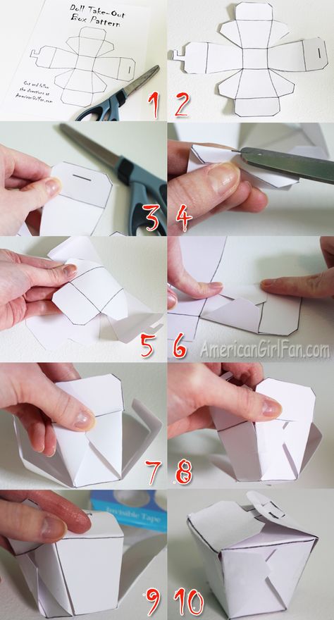 How To Make An American Girl Doll Chinese Takeout Box Chinese Take Out Box, American Girl Food, Chinese Takeout Box, American Girl Doll Food, Chinese Take Out, Chinese Takeout, Doll Food, Chow Mein, Box Patterns