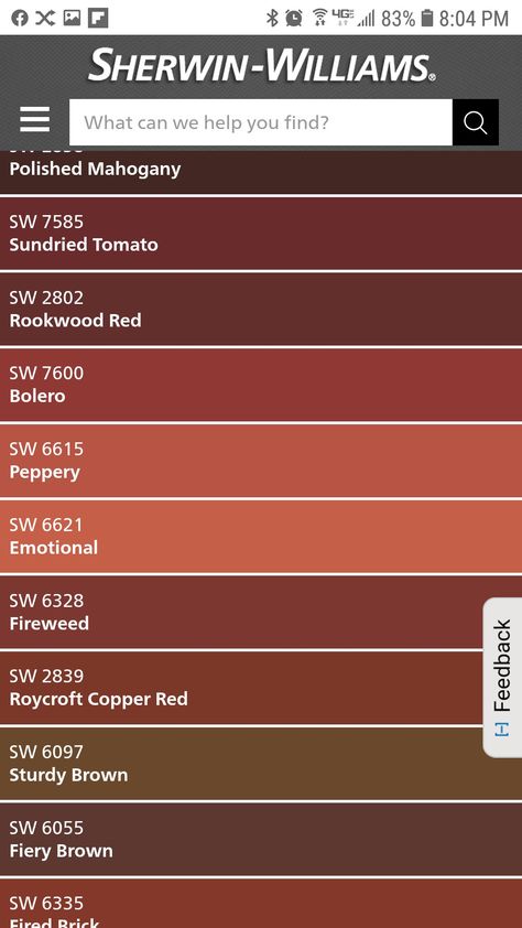 Dark Red House Exterior Paint, Red Brown House Exterior, Bolero Sherwin Williams, Burnt Red Cabinets, Rustic Red Paint Colors, Rookwood Red Sherwin Williams, Red Exterior House Colors Farmhouse, Barn Red House Exterior, Sherwin Williams Fireweed