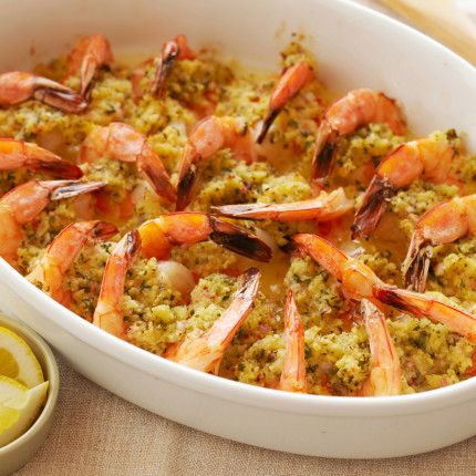 Baked Shrimp Scampi by Ina Garten Baked Shrimp Scampi Recipe, Shrimp Oreganata, Baked Stuffed Shrimp, Stuffed Shrimp, Baked Shrimp Scampi, Shrimp Scampi Recipe, Ina Garten Recipes, Scampi Recipe, Gratin Dish