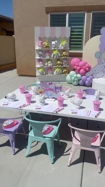 Hello Kitty Birthday Party Activities, Sanrio Centerpiece Ideas, Sanrio Birthday Party Ideas, Sanrio Boba, Sanrio Birthday, Sanrio Party, Boba Bar, Hello Kitty Birthday Party, Birthday Party Activities