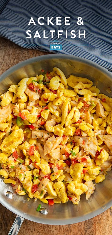 Ackee And Saltfish Recipe, Salt Fish Recipe, Ackee And Saltfish, Carribean Food, Jamaican Cuisine, Ripe Plantain, Jamaican Dishes, National Dish, Island Food