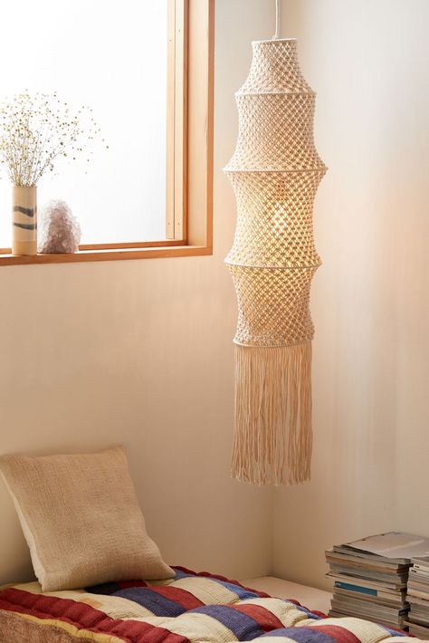 Macramé Pendant Light Shade | Urban Outfitters Macrame Light Shade, Urban Outfitters Furniture, Concrete Outdoor Dining Table, Macrame Light, Macrame Lamp Shade, Macrame Lamp, Fall Furniture, Ceramic Pendant Light, Pendant Light Shades