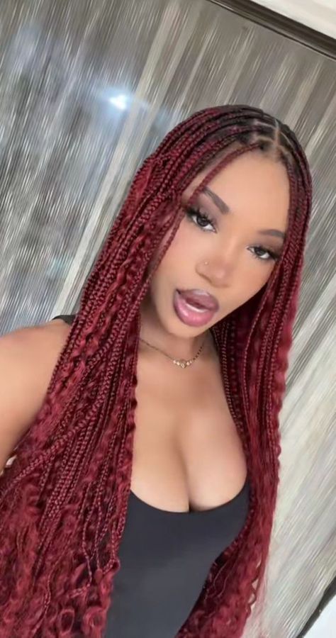 #follow #braidedstyles #braids #hairstyles #hairgoals #hair #haircare #beautyblog #blogging #blogger #blog Box Braids Red, Braids Red, Red Braids, Red Box Braids, Hair Goal, Styled Hair, Goddess Braids Hairstyles, Box Braids Hairstyles For Black Women, Hairstyle Inspo