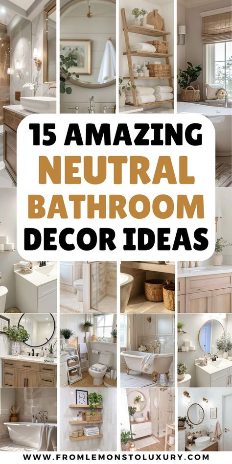 neutral bathroom decor ideas Bathroom Decor Ideas Master Bath, Nuetral Bathroom, Neutral Bathroom Ideas Earth Tones, Neutral Bathroom Decor Ideas, Unisex Kids Bathroom Ideas, Bathroom Decor Neutral, Modern Neutral Bathroom, Bathroom Decor Target, Neutral Bathroom Ideas