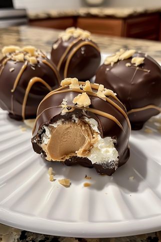 No-Bake Peanut Butter Cheesecake Balls are a quick, rich, and easy treat with chocolate coating. Try this no-bake recipe today! Peanut Butter Cheesecake Balls, Holiday Baking Party, Quick Cheesecake, Cheesecake Balls, Easy Treat, Candy Truffles, Trifle Desserts, Peanut Butter Cheesecake, Baking Party