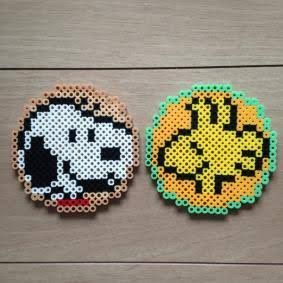 Snoopy And Woodstock Perler Beads, Snoopy Melty Beads, Snoopy Pearl Beads, Peanuts Perler Bead Patterns, Snoopy Perler Bead Pattern, Snoopy Perler Beads, Snoopy Perler, Beaded Snoopy, Melty Bead Designs