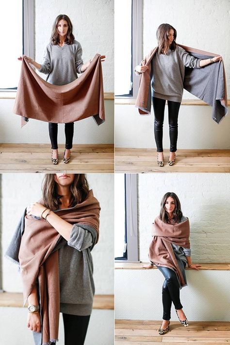 How To Wear A Blanket Scarf, Wear A Scarf, Ways To Wear A Scarf, How To Wear A Scarf, Winter Mode, Scarf Casual, Outfit Trends, Scarf Tying, How To Wear Scarves