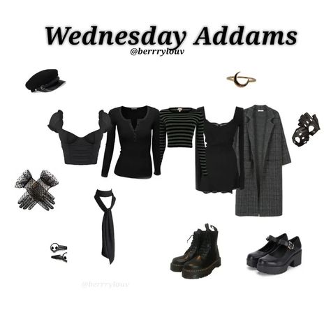 Wednesday Addams, Merlina, Fit Addams Family Inspired Outfits, Wanda Addams, Wednesday Addams Outfit Inspiration, Adam Core, Wednesday Clothes, Addams Outfit, Wednesday Addams Style, Wednesday Style, Wednesday Addams Outfit