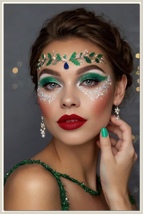 Get ready to dazzle this holiday season with our 5 stunning Christmas makeup ideas! From glamorous glittery looks to elegant classic styles, these festive makeup inspirations will help you shine at every holiday gathering. Discover tips and tricks to enhance your features and elevate your festive spirit. Whether you're attending a party or celebrating at home, these Christmas makeup ideas are perfect for making a statement. Transform your look and embrace the magic of the season! Hanukkah Makeup, Christmas Fairy Makeup, Christmas Makeup Ideas Holiday, Holiday Makeup Christmas, Christmas Party Makeup, Christmas Makeup Ideas, Festive Makeup, Xmas Makeup, Glamorous Christmas