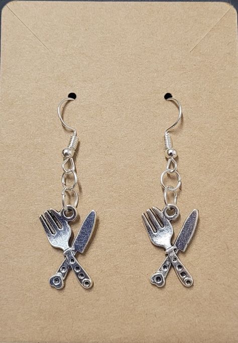 Knife And Fork, Earring Hooks, 925 Silver, Silver Plated, Silver