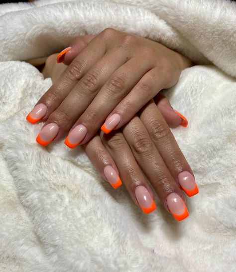 25 Summer Neon French Nails Looks: Bright Colors, Designs, and Ideas for Every Nail Shape Neon French Nails, Neon Blue Nails, Neon Pink Nail Polish, Ballerina Nails Shape, Ombre French Nails, Nails Looks, Neon Orange Nails, Ballerina Nail, Neon Yellow Nails