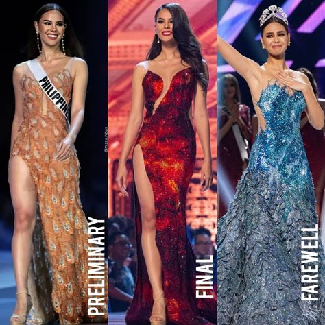 miss. u. news on Instagram: “Let's take a look back at some of Catriona Gray's memorable gowns on the Miss Universe stage... First is the Adarna gown next she wore the…” Catriona Gray Gown, Miss Universe Stage, Lava Dress, Catriona Gray, Grey Gown, Gray Fashion, Miss U, Pageant Gowns, Miss Universe