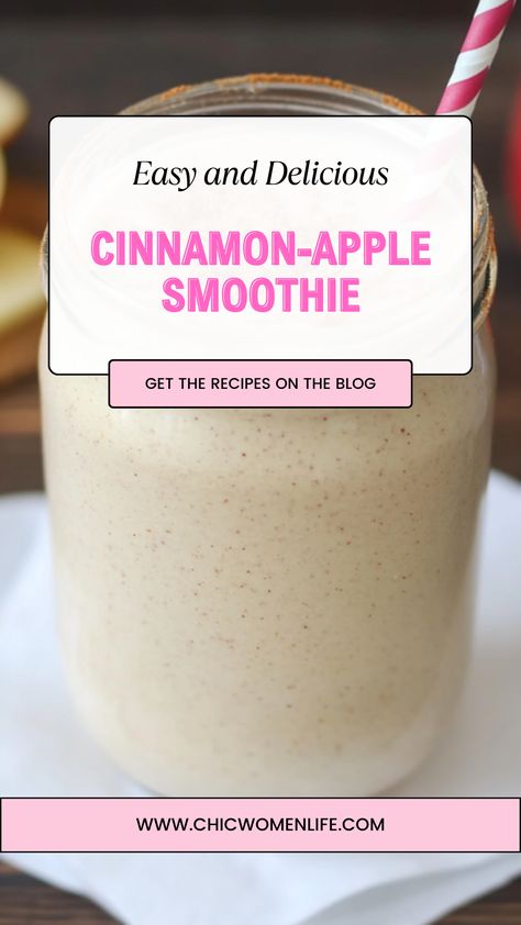 Cinnamon-Apple Smoothie Apple Smoothie Recipes Healthy, Carrot Apple Smoothie, Apple Cinnamon Smoothie Recipe, Smoothie King Recipes, Apple Cinnamon Smoothie, Apple Smoothie Recipes, Apples Recipes, Honey Smoothie, Apple Smoothie