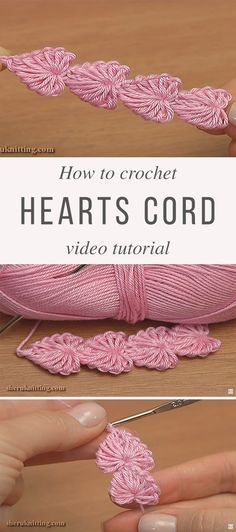 Cord Crochet Pattern, Cordon Crochet, Cord Crochet, Hearts Crochet, Crochet Pattern Tutorial, Crochet Hearts, Gilet Crochet, Crochet Heart Pattern, Crochet Cord