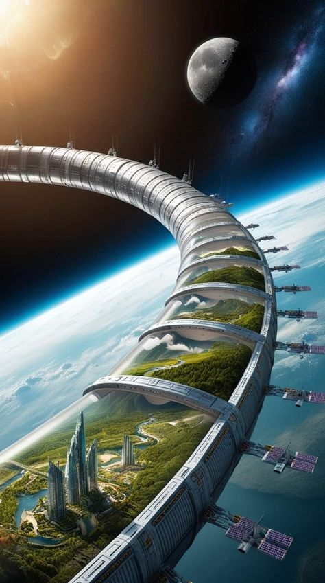 Space Civilization, Solarpunk City, Futuristic City Utopia, Futuristic Architecture Future City, Concept Vehicles Sci Fi, Sci Fi Architecture, Sci Fi Landscape, Sci Fi City, Fantasy City