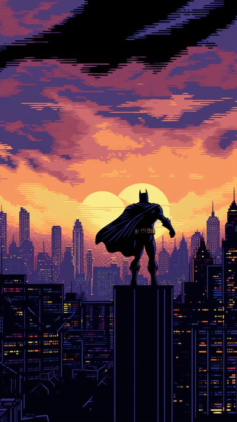 8-Bit Styled Drawings MJ Batman Portrait, Batman City, Superhero Pictures, Dc Comics Vs Marvel, Batman Joker Wallpaper, Batman Comic Wallpaper, Batman Theme, Spiderman Art Sketch, Batman Pictures