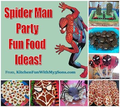 Spider Many Birthday Party Ideas With Fun Food Spiderman Birthday Party Food, Fun Food Ideas, Birthday Snacks, Spiderman Theme, Spiderman Birthday Party, Spiderman Party, Mens Birthday Party, Superhero Birthday Party, Spiderman Birthday