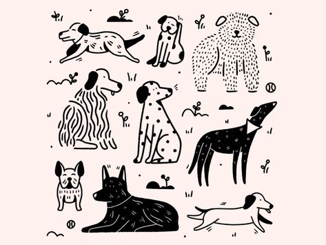 Dog Doodles, Pet Branding, 강아지 그림, Dog Branding, 카드 디자인, Doodle Dog, Dog Logo, Doodle Illustration, Doodle Designs